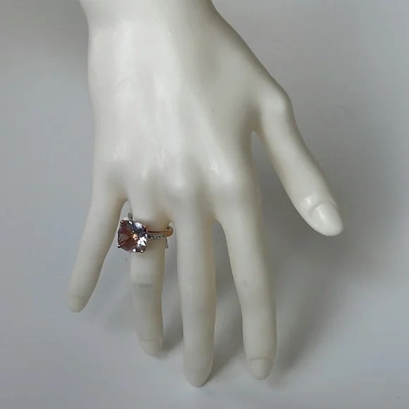 NWT Pink Amethyst/Diamond Rose Gold Ring Size 7 - Picture 6 of 16